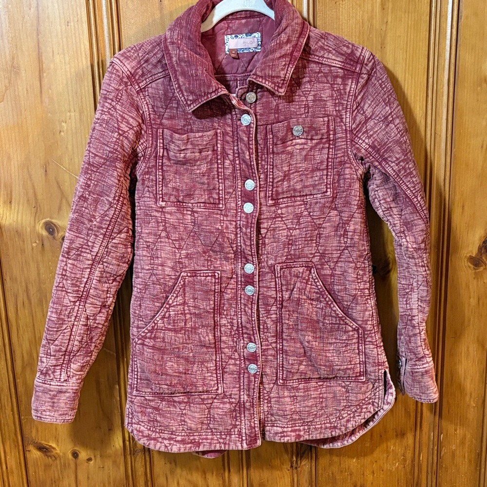 Pilcro The Fielder Quilted Shirt Jacket - Terracotta - Size XS